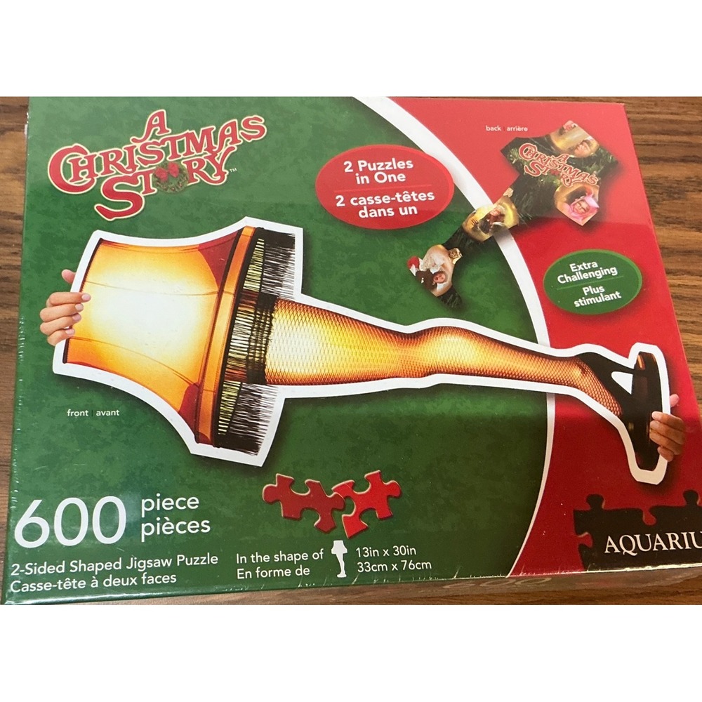 Aquarius A Christmas Story Leg Lamp Jigsaw Puzzle 600 Piece 2-Sided Shaped NWT